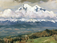 Pintura al Óleo de Paisaje Nevado, Arte de Pared con Marco Dorado Vintage de Valle Alpino para Decoración de Hotel, Villa, Estudio, Sala de Estar