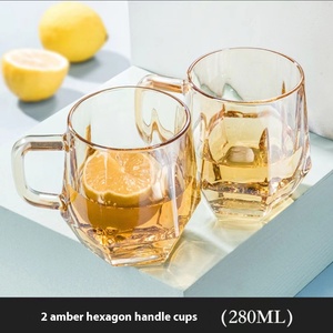 Taza de Vidrio Hexagonal Moderna de Alta Gama 2025 con Asa, 280 ml, Taza de Café para el Hogar, para la Hora del Té, Aspecto de Alto Nivel - Product Image 2