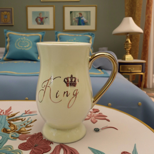 Taza <span class=keywords><strong>de</strong></span> café gigante <span class=keywords><strong>de</strong></span> gres con aislamiento clásico personalizado con mango dorado, regalo <span class=keywords><strong>de</strong></span> estilo bohemio, apta para lavavajillas, Taza <span class=keywords><strong>de</strong></span> cerámica King Queen - Product Image 3