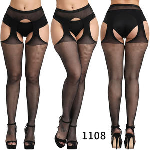 Leggings sans couture féminins cuisse haute bas dentelle jarretière Long Tube fronde maille Transparent érotique évider collants - Product Image 5