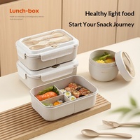 Boîte à lunch simple compartimentée en plastique, compatible micro-ondes, écologique, pour étudiants et employés de bureau, design léger et réduisant la consommation de graisse