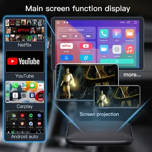 ใหม่มินิแบบมีสายถึงไร้สายใช้ Apple Carplay Android Auto Ai Box รองรับการดูวิดีโอ Netflix ใน YouTubu