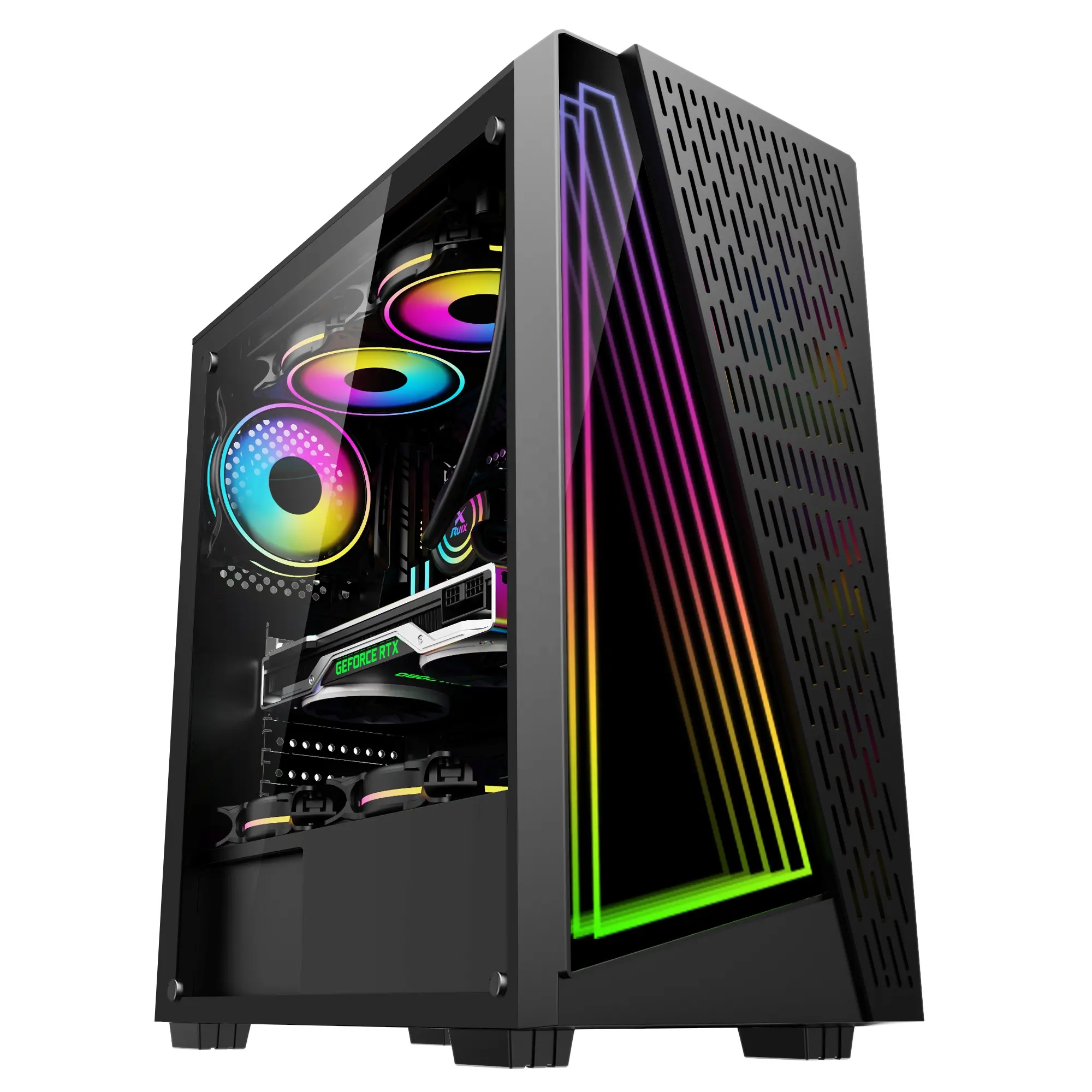 Großhandel RGB Strip Gaming Computer gehäuse RGB Licht gehärtetes Glas PC-Gehäuse