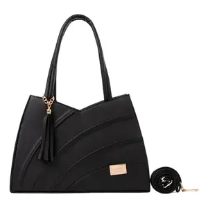 กระเป๋าถือหนังสีดำสำหรับผู้หญิง ยี่ห้อ Fana Kanya ดีไซน์หรูหรา ตกแต่งพู่ห้อย เหมาะสำหรับใช้ในชีวิตประจำวัน กระเป๋าสะพายลำลอง - Product Image 3