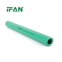 Труба IFAN Pure PPR PN25 4м, зеленая, с внешней ребристой поверхностью, первоклассная водопроводная труба, соответствующая стандартам DIN 8077/8078