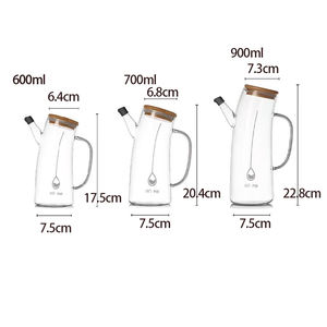 โรงงานขายส่งขวดน้ำมัน/น้ำส้มสายชูแก้วปลอดสารตะกั่ว พร้อมฝาไม้และหูจับ สไตล์โมเดิร์นหรูหรา รับทำโลโก้ตามสั่ง - Product Image 6