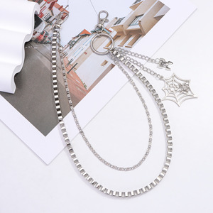 Cadena de cintura metálica con diseño de telaraña, aleación de zinc, doble anillo, accesorio de moda para Halloween, estilo urbano para mujer, cadena corporal estilo hip hop - Product Image 3