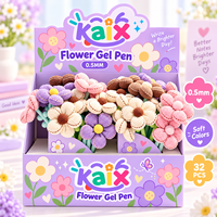 Stylos gel KAIX à fleurs, design élégant, encre gel neutre pour filles, ensembles de stylos à encre gel, dessins animés, 6 couleurs, vente en gros pour cadeau