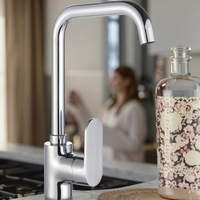 Robinet de cuisine moderne en alliage de zinc, monocommande électrique avec douchette extractible, finition chromée, cartouche céramique thermostatique, pour montage sur plan XC