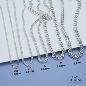 锁链银色925成品链条经典链条制作珠宝最好的吊坠项链男女皆宜的CCS 3件