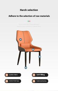 Sedia da Pranzo Moderna Minimalista Reclinabile con <span class=keywords><strong>Schienale</strong></span> <span class=keywords><strong>Alto</strong></span>, Cuscino in <span class=keywords><strong>Pelle</strong></span> PU e Gambe in Metallo per Ristoranti e Banchetti - Product Image 5