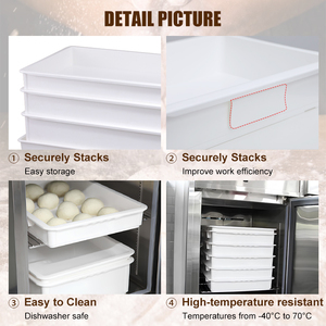 Hộp đựng bánh mì nhựa chất lượng cao, kích thước L, hình chữ nhật, nông, dùng để bảo quản, hộp ủ bột <span class=keywords><strong>pizza</strong></span> cho nhà hàng - Product Image 2