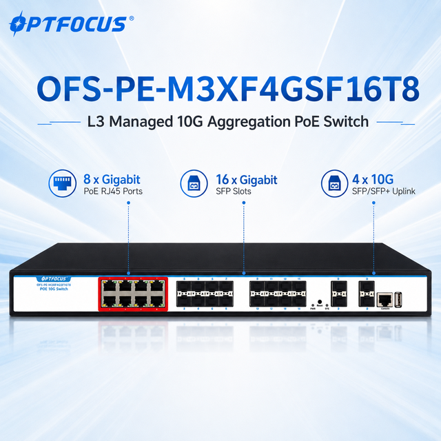8 Port Gigabit PoE Switch 16 SFP 4 SFP+ L3 Managed Switch OSPF BGP VRRP VLAN QoS