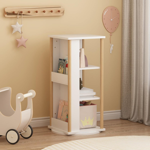 Bibliothèque rotative Montessori pour enfants, étagère à livres tournante à 3 niveaux, étagère de rangement pour jouets en bois avec tableau noir - Product Image 5