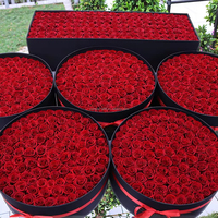 Vente en gros de roses éternelles de luxe rondes Flores 250, cadeaux romantiques, roses stabilisées, grandes roses préservées, boîte à fleurs