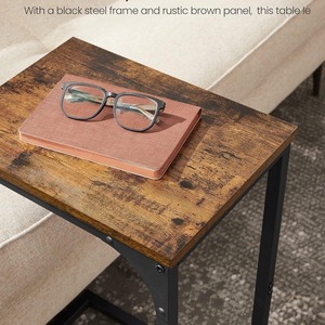 Walnut-colored Side Table With Metal <b>Frame</b> Multifunction Laptop Stand For Living Room Bedroom Use - Product Image 4