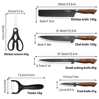 Ensemble de couteaux de cuisine couteau de chef 6 pièces ensemble de blocs de couteaux de cuisine en acier inoxydable ciseaux éplucheur Chef trancheuse coupe-éplucheur étui cadeau