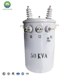 Oil Immersed Type 25kva 15kva 100kva Single Phase Pole Mounted Transformer Power Distribution