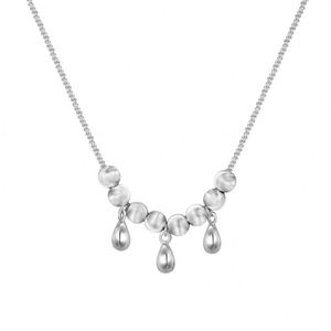 Dylam Charm Jewelry Rhodium 14K Gold Plated Sterling Silver Bright Surface Circle <b>Beads</b> Waterdrop Shape Pendant Necklaces - Product Image 1