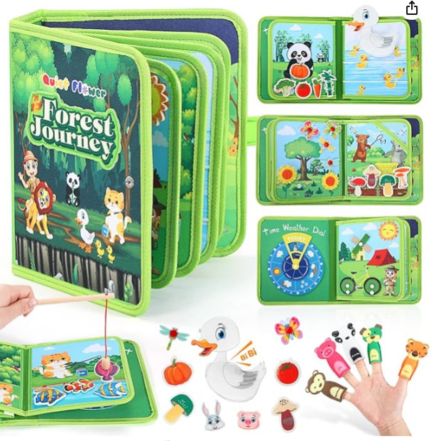 Zoo book-embroidered velcro
