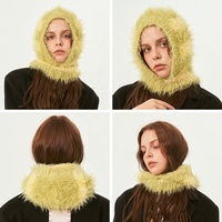 Vente en gros Nouveau Fuzzy Faux Vison Rayure Cagoule Masque Un Trou Coloré Coupe-Vent Cagoule À Capuche Bonnet Tricoté