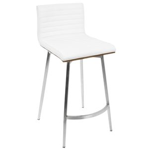 DB Mason เก้าอี้ล้อเลื่อนรุ่นร่วมสมัยชุด lumisource สแตนเลส2ชิ้นหนังเทียมสีขาวไม้วอลนัทสำหรับห้องครัว - Product Image 3