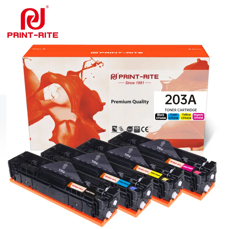 Cartucho de toner compatível com HP Color LaserJet Pro M254dw M280nw Print-Rite 203A CF540A CF541A CF542A CF543A 203X