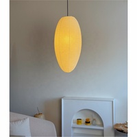 Lampe suspendue ovale en papier Washi de style Japandi, lanterne de riz minimaliste zen, pliable, pour salon, ambiance zen