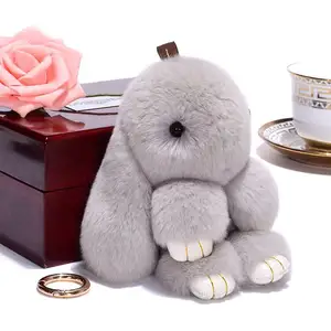 Lilangda 모양의 봉제 귀여운 토끼 모피 키 체인 사용자 정의 부드러운 손 느낌 동물 비닐 봉투 장식 열쇠 고리