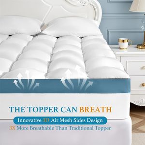 Surmatelas en mousse à mémoire de forme et microfibre de 4 pouces, taille Queen, rafraîchissant, extra épais, avec coussin supérieur, soulagement des douleurs dorsales, doux et respirant - Product Image 4