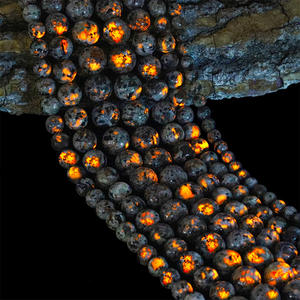 Cuentas de Piedra de Fuego Natural de Alta Calidad 4-12mm, Cuentas Redondas Sueltas de Piedra Yooperlita Natural para la Fabricación de Collares y Pulseras - Product Image 1