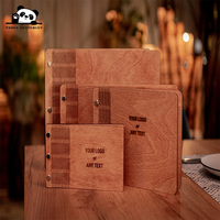 Carte de menu personnalisée avec logo gravé, style rétro, pages remplaçables, porte-menu, couverture de menu en bois pour mariage