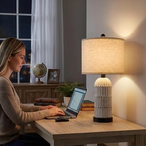 Juego de 2 Lámparas de Mesa de Noche de 22.5 Pulgadas, Lámpara de Mesa Estilo Rústico con Puertos de Carga USB A+C, Lámpara de Noche <span class=keywords><strong>Vintage</strong></span> para Dormitorios - Product Image 5