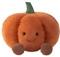 Maßgefertigter Plüsch-Kürbis mit Weichem Orangefarbenen Fell, Niedlichem Lächeln und Cord-Details - Individuelle Größen & Farben, Unisex Halloween Heimdekoration Geschenk