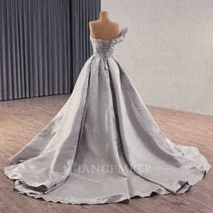 Gray Party <b>Dresses</b> Princess Strapless Sequined <b>Silver</b> Evening <b>Dresses</b> Pearls Vestidos De Fiesta Rsm251018 - Product Image 5