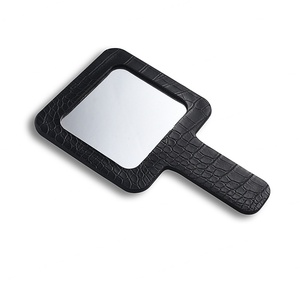 Wholesale Personalized Makeup Hand Held PU Leather <b>Square</b> French Elegance Cosmetic <b>Mirror</b> Make up <b>Mirror</b> - Product Image 2