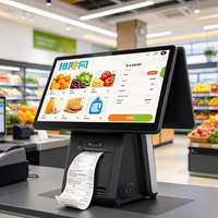 Sistem POS All-in-One 8G + 128G Lengkap dengan Layar Sentuh Ganda Windows, Mesin POS dengan Printer 80mm, Kasir, dan Point of Sales