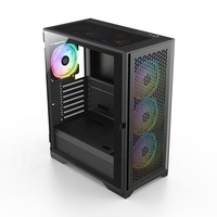 Boîtier de tour intermédiaire noir de bureau de marque JNP personnalisé Système de refroidisseur d'eau avec ventilateur Micro Atx Boîtier d'alimentation Ordinateur de jeu