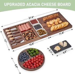 Assiette de service en <span class=keywords><strong>bois</strong></span> extra large planche <span class=keywords><strong>magnétique</strong></span> à charcuterie en acacia planche à fromage en <span class=keywords><strong>bois</strong></span> avec <span class=keywords><strong>ardoise</strong></span> de coupe - Product Image 3