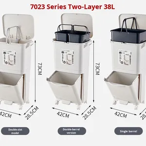 Cao thẩm mỹ hấp dẫn nhà bếp chất thải bin công suất lớn ba lớp Press-Type Nắp khô ướt tách Nhà Bếp thùng rác có thể - Product Image 6