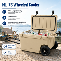 Glacière rotomoulée NELGREEN moderne 75 QT, robuste, isolée thermiquement, étanche, avec roues, en LLDPE, pour hôpitaux, canettes et vin