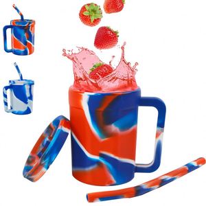Taza de Silicona Popular con Asa y Pajita, Taza Reutilizable para Camping y Senderismo, para Agua Fría y Caliente - Product Image 1