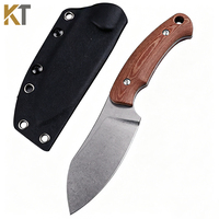 Couteau fixe Full Tang en acier 14C28N, lame Stonewashed, manche en Micarta lin, couteau de survie et de bushcraft pour l'extérieur avec étui Kydex