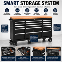 Chariot à outils mobile en acier extra large avec plateau en bois massif, armoire à outils roulante multi-tiroirs avec 6 roues pour la réparation automobile et le garage
