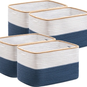 Boîte de rangement domestique moderne et personnalisée de type tiroir, panier de rangement rectangulaire en corde de coton pour les articles sales - Product Image 1