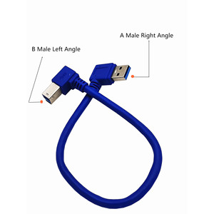 Cable USB 3.0 A Macho en Ángulo Izquierdo a B Macho en Ángulo Derecho, 0.3m, Conductor de Cobre Azul - Product Image 5