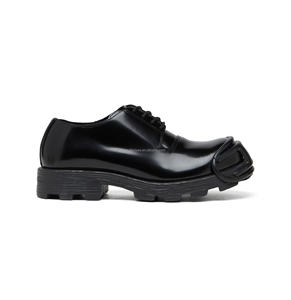 Botas de cuero de becerro unisex con cremallera lateral, punta redonda, de cuero genuino, talla estándar, con caja, estilo <span class=keywords><strong>Derby</strong></span>, con cordones y tacón de martillo. - Product Image 2