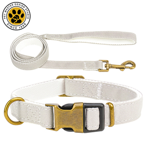 SinSky profesional al por mayor al aire libre ajustable lindo Rosa lienzo Mini perro Collar y correa conjunto con hebilla de metal de bronce - Product Image 2