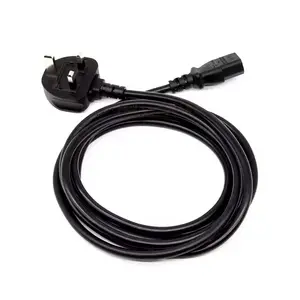 Cable estándar BS C13 AC Tipo G Plug UK Cable de alimentación de enchufe moldeado para computadora portátil