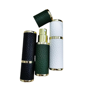 Flacon de parfum rechargeable en verre avec atomiseur à visser, mini 5 ml, 10 ml, 15 ml, facile à transporter, étui rond en cuir - Product Image 1